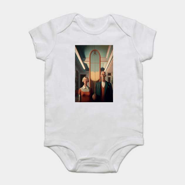 American Gothic pop Art classic Baby Bodysuit by Darksavage